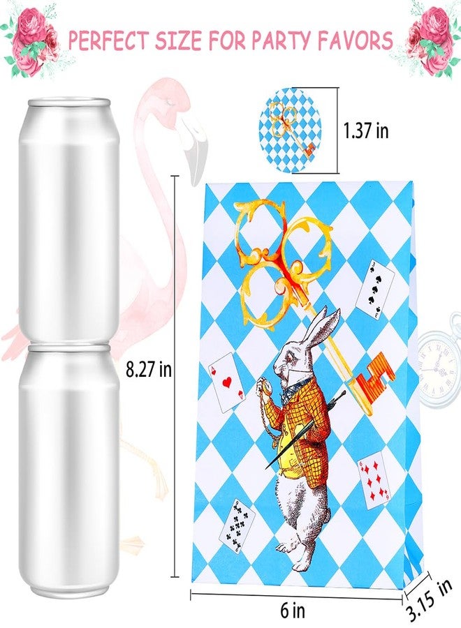 Htabiol Alice in Wonderland Gift Bags for Presents, 24pcs Alice in Wonderland Party Favors Goodie Bags with Sealing Sticker, Fit for Girl's Onederland 1st Birthday, Mad Hatter Tea Party Decorations - Image 4